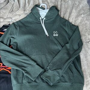 Psycho Bunny Dark Green Pullover Hoodie with White Logo